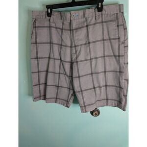 Burnside Mens Plaid Hybrid Shorts Grey Charcoal Quick Dry Size 36 Utility Pocket